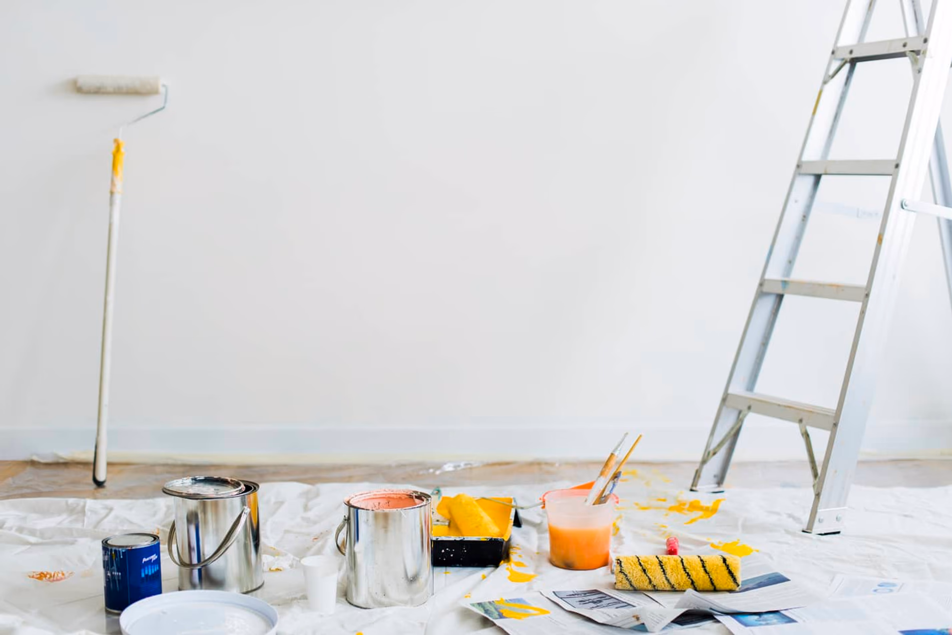 painting supplies in a room