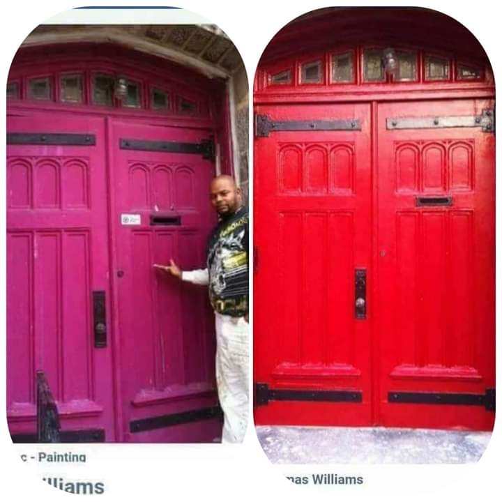 door before and after painting