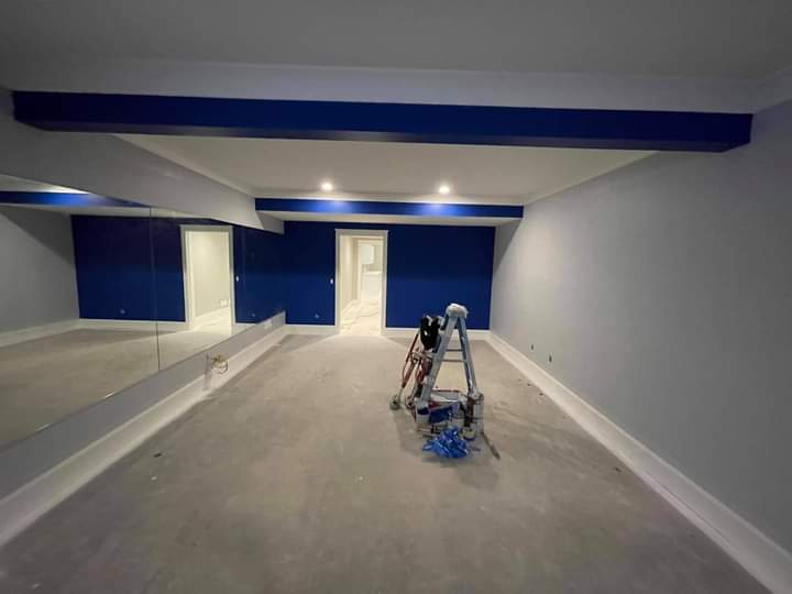 room being painted blue