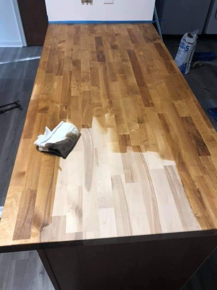 wood being stained
