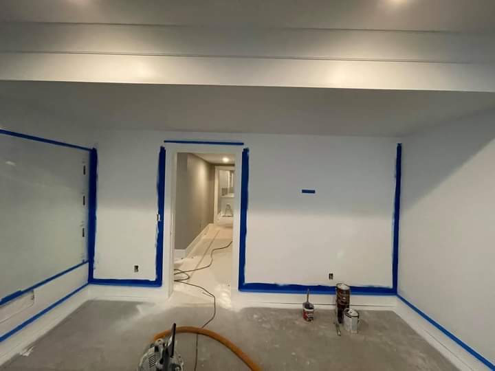 room being painted blue