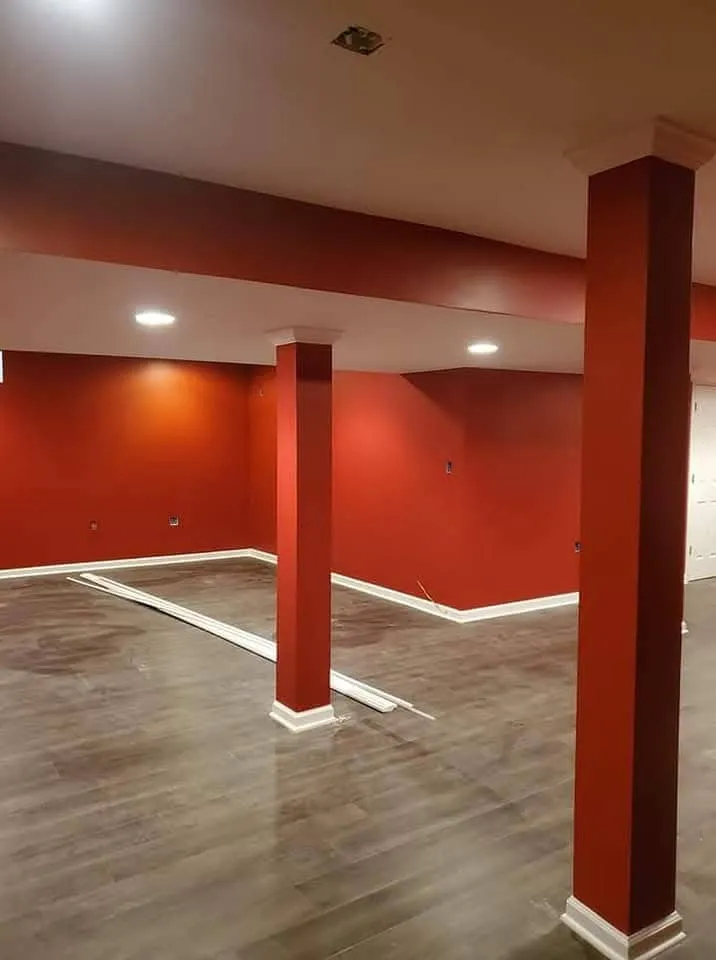 room with walls painted red