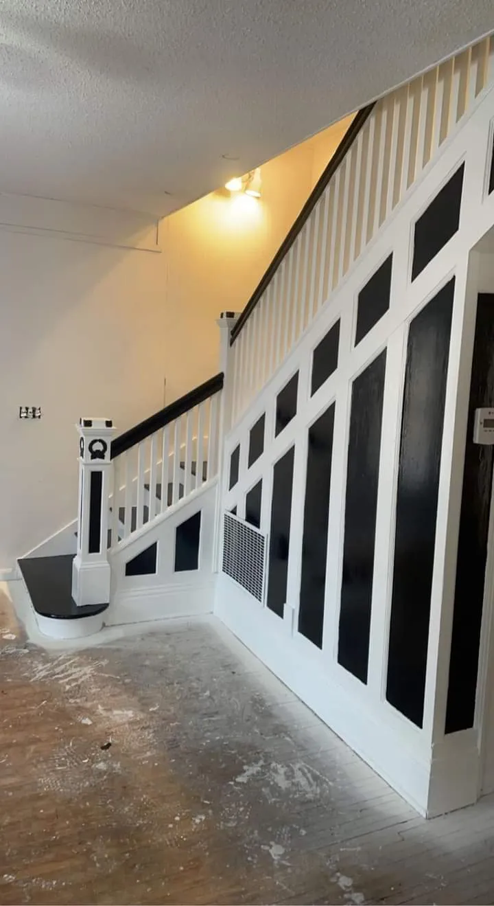 stairs painted black and white